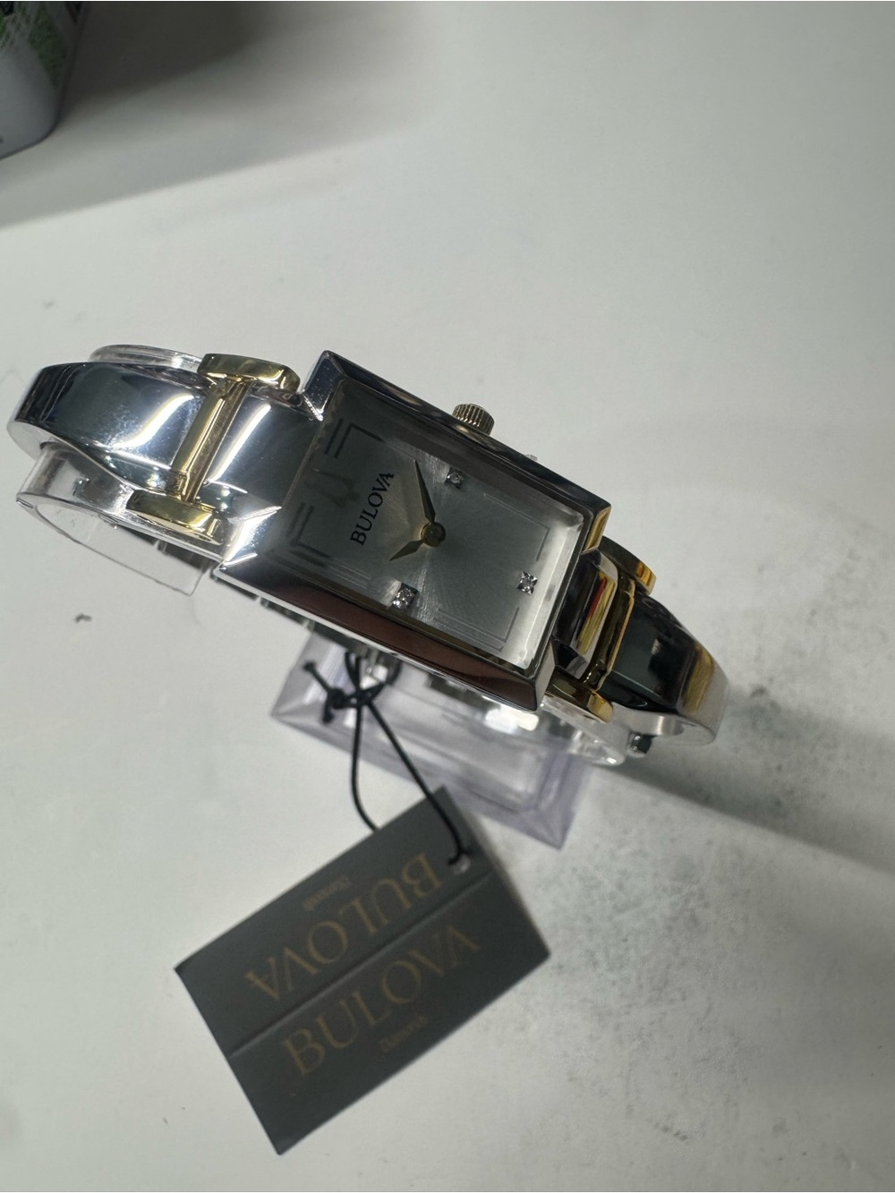 Bulova Two-Tone Silver and Gold Rectangular Women's Watch - Picture 5 of 9